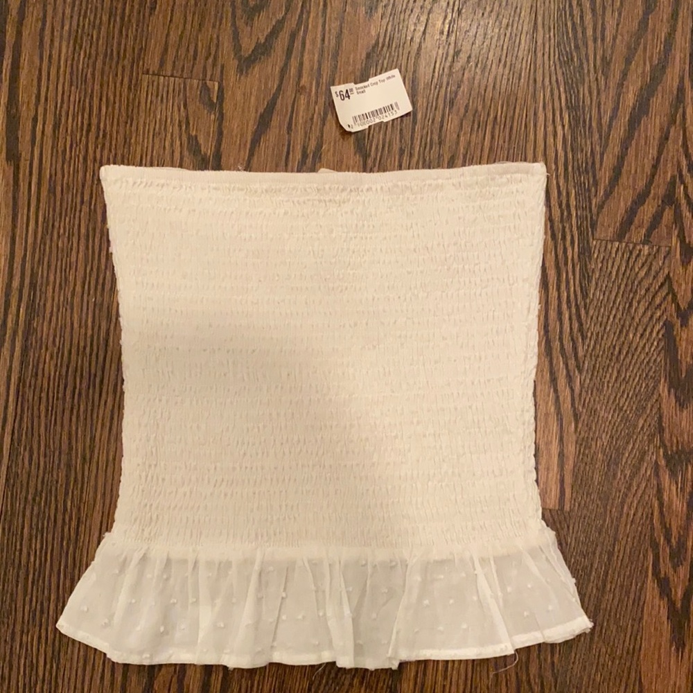 strapless smocked white top